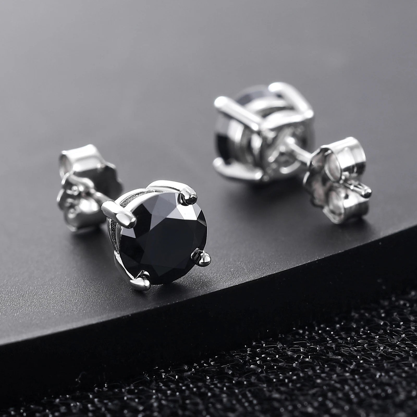 Real 0.5-2 Carat Black Moissanite Stud Earrings For Men Women Solid 925 Sterling Silver Solitaire Diamond Round Earrings Jewelry by Reinvent Yourself
