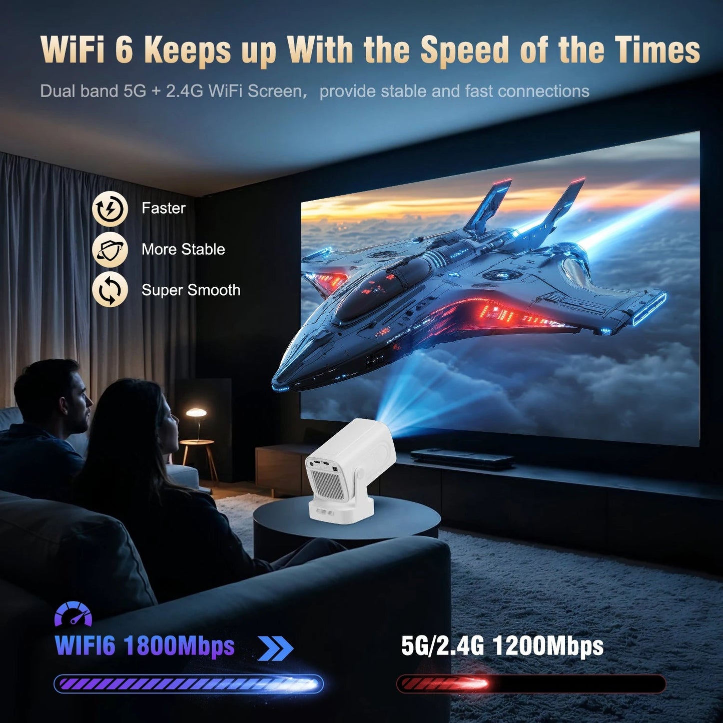 Magcubic HY310 Auto Focus Projector 1080P Native 4K 330ANSI Android 11 WiFi6 BT5.4 Mini Outdoor Movie Projector with Air Mouse by Reinvent Yourself