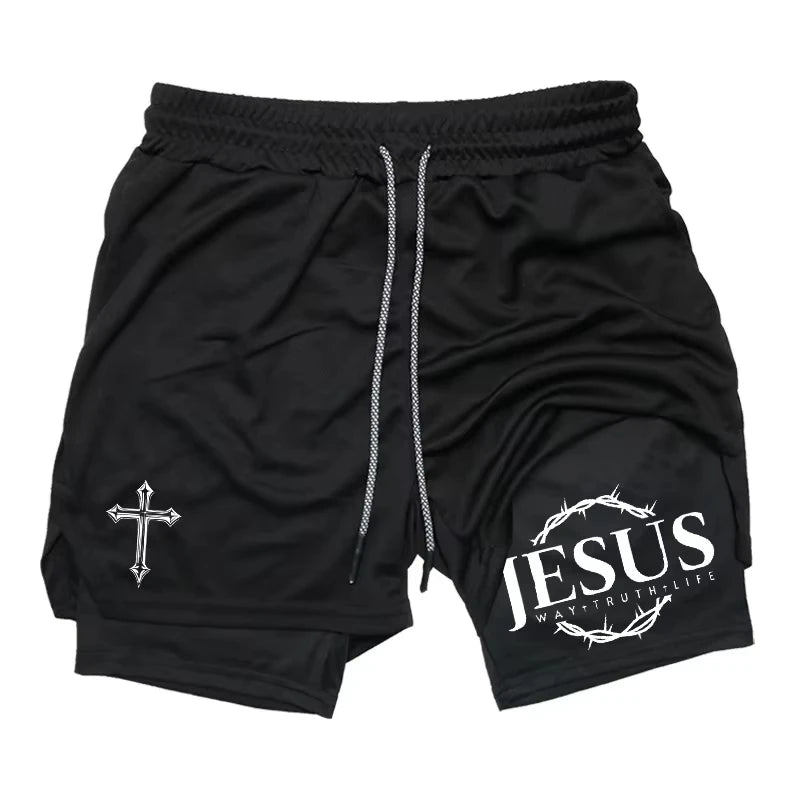 2-in-1 sports running shorts men's sports fast drying shorts sports gym performance shorts by Reinvent Yourself