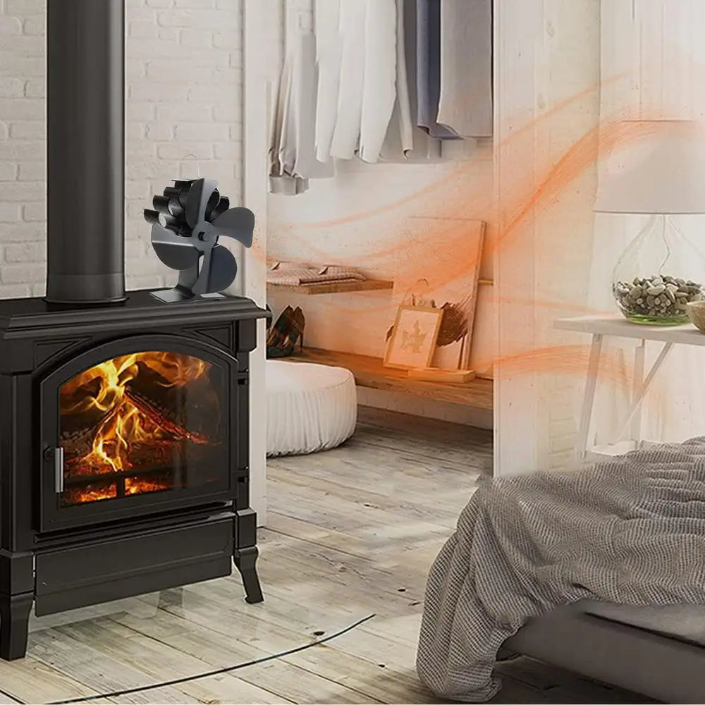 4/5/6 Blades Heat Powered Stove Fan Log Wood Burner Eco-fan Quiet Fireplace Fan Winter Warm Home Heater Efficient Heat Distribu by Reinvent Yourself
