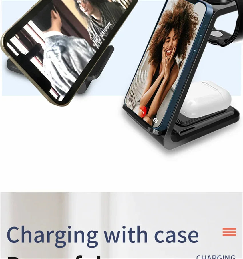 30W 3 In 1 Wireless Charger Stand Dock For iPhone 15 14 13 12 11 XS Apple Watch 8 7 AirPods Induction Fast Charging Station by Reinvent Yourself