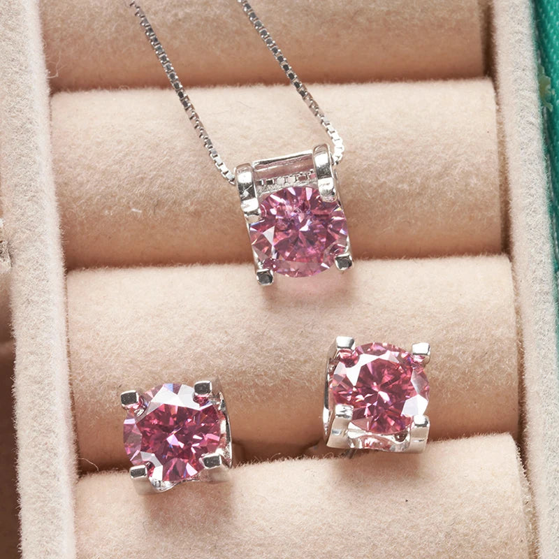 JoyceJelly 3ct D Clolor Real Moissanite Jewelry Sets Women's Sterling Silver 925 Earrings Necklace For Women Bridal Set Gifts by Reinvent Yourself
