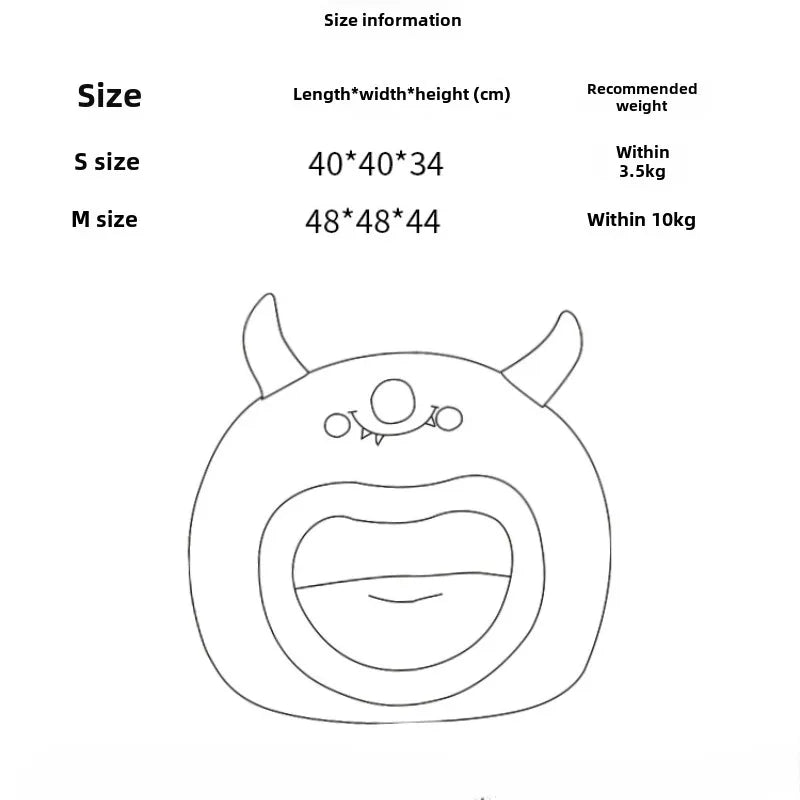 Fully Enclosed Safe and Cozy Cartoon Monster Pet Bed for Dogs and Cats Four Seasons Universal Soft and Warm for Winter Cat House by Reinvent Yourself