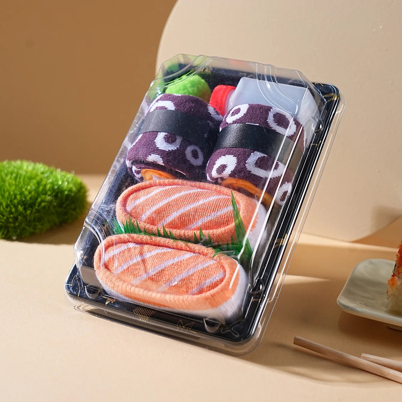 2 Pairs of Mid-Calf Men's Socks, Suitable for Both Men and Women, Novel and Fun, Colorful Salmon Sushi Gift Box Socks, European and American Fashion Trend Style, Comfortable and Breathable, Party Casual Novelty Gifts, Valenti