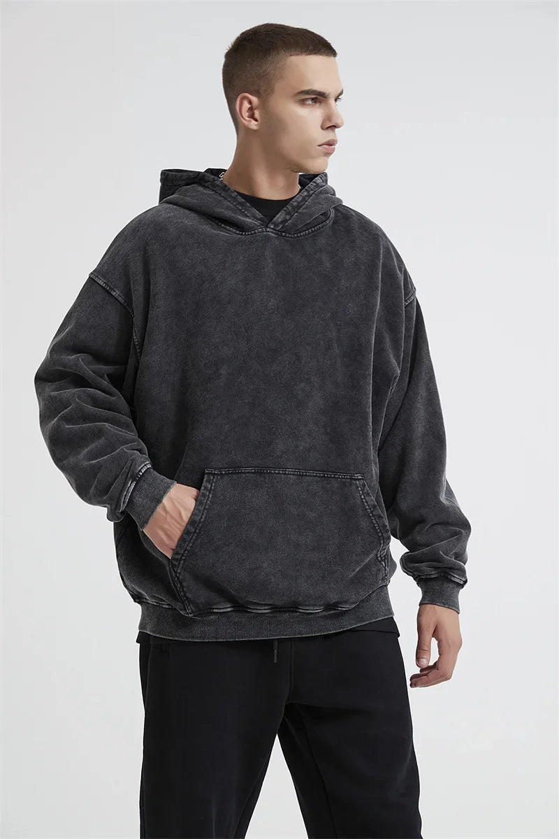 Anime Graphic Hoodie for Men Women Vintage Acid Wash Pullover Hooded Sweatshirt Harajuku Streetwear Casual Long Sleeve Tops by Reinvent Yourself