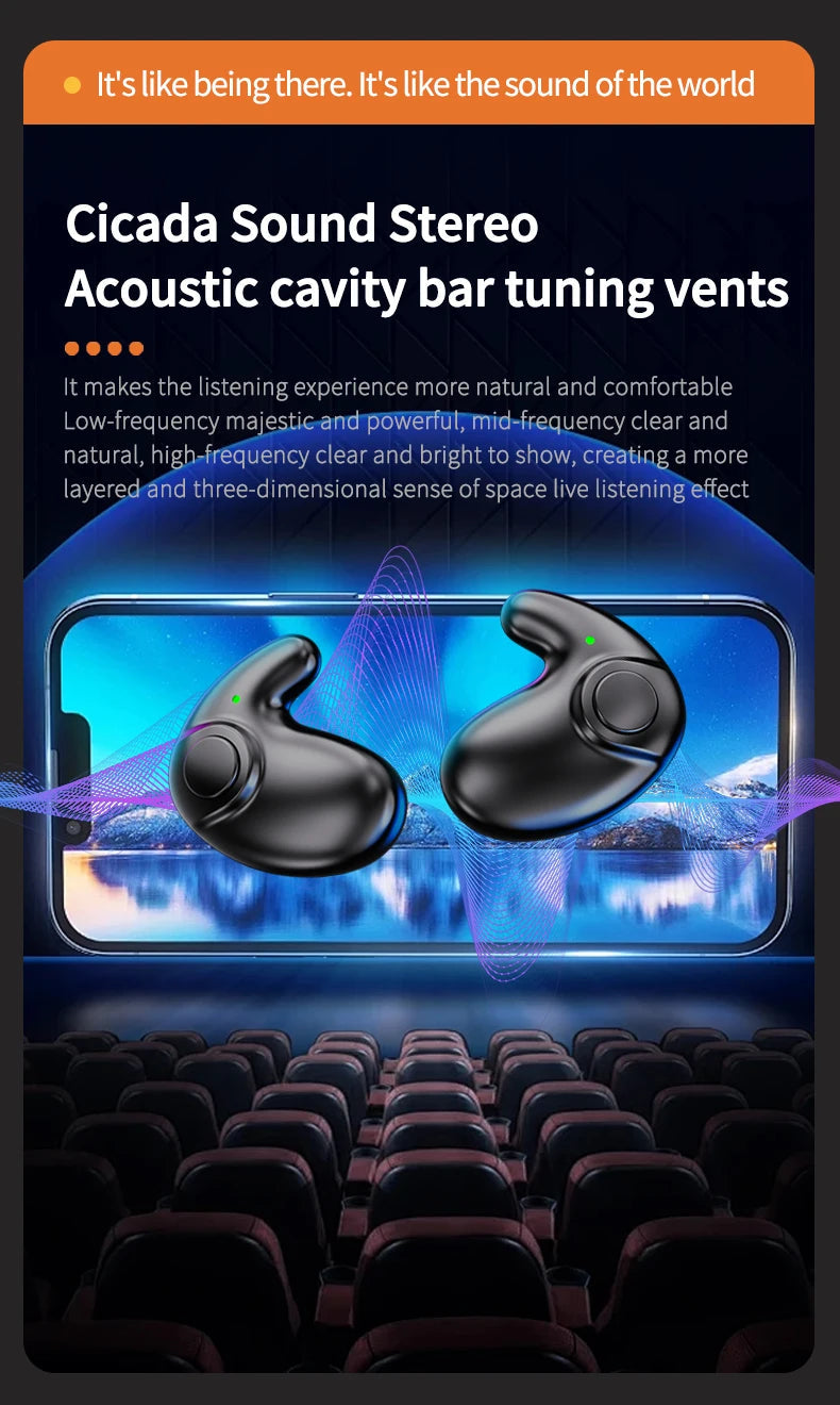 Waterproof Wireless Bluetooth 5.3 Headsets Mini headset Painless Call Noise Cancelling Thin Headphones Fit for Sleeping/Sports by Reinvent Yourself