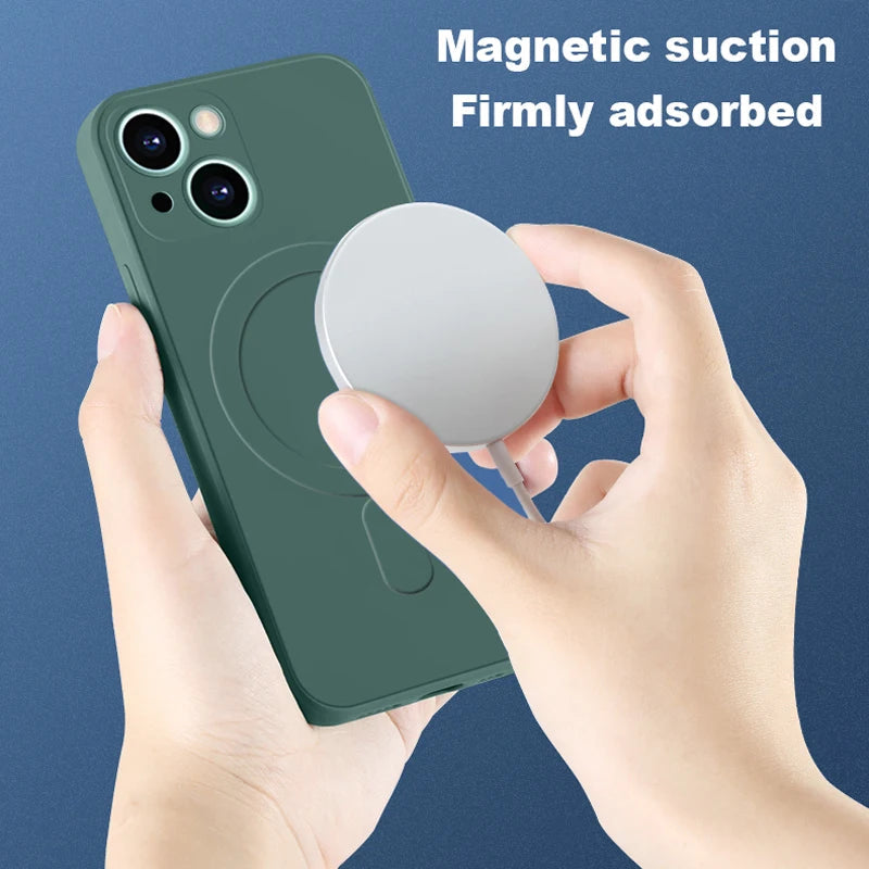 For Magsafe Magnetic Wireless Charge Case For iPhone 14 13 12 11 15 Pro Max Mini XR X S 7 8 Plus Soft Liquid Silicone Back Cover by Reinvent Yourself