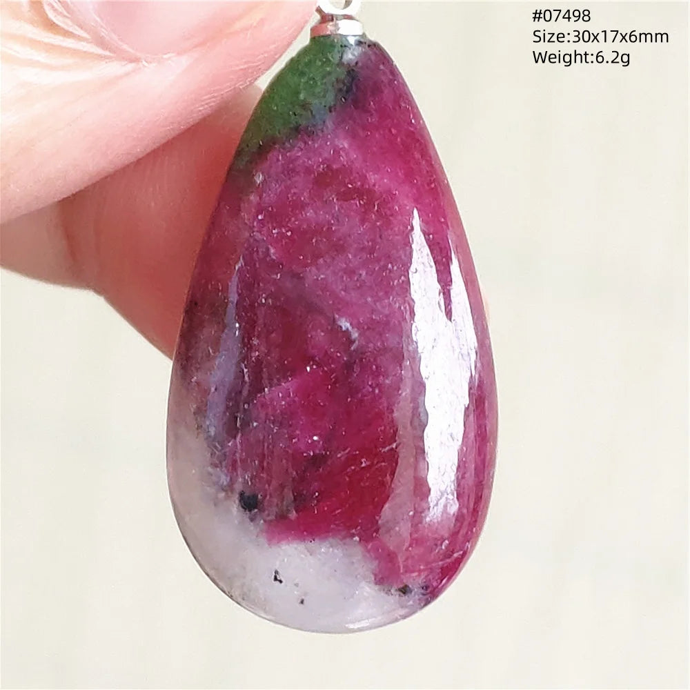 Natural Red Ruby Pendant Jewelry Love Heart Watermelon Ruby Zoisite Necklace Women Men 925 Sterling Silver AAAAA by Reinvent Yourself