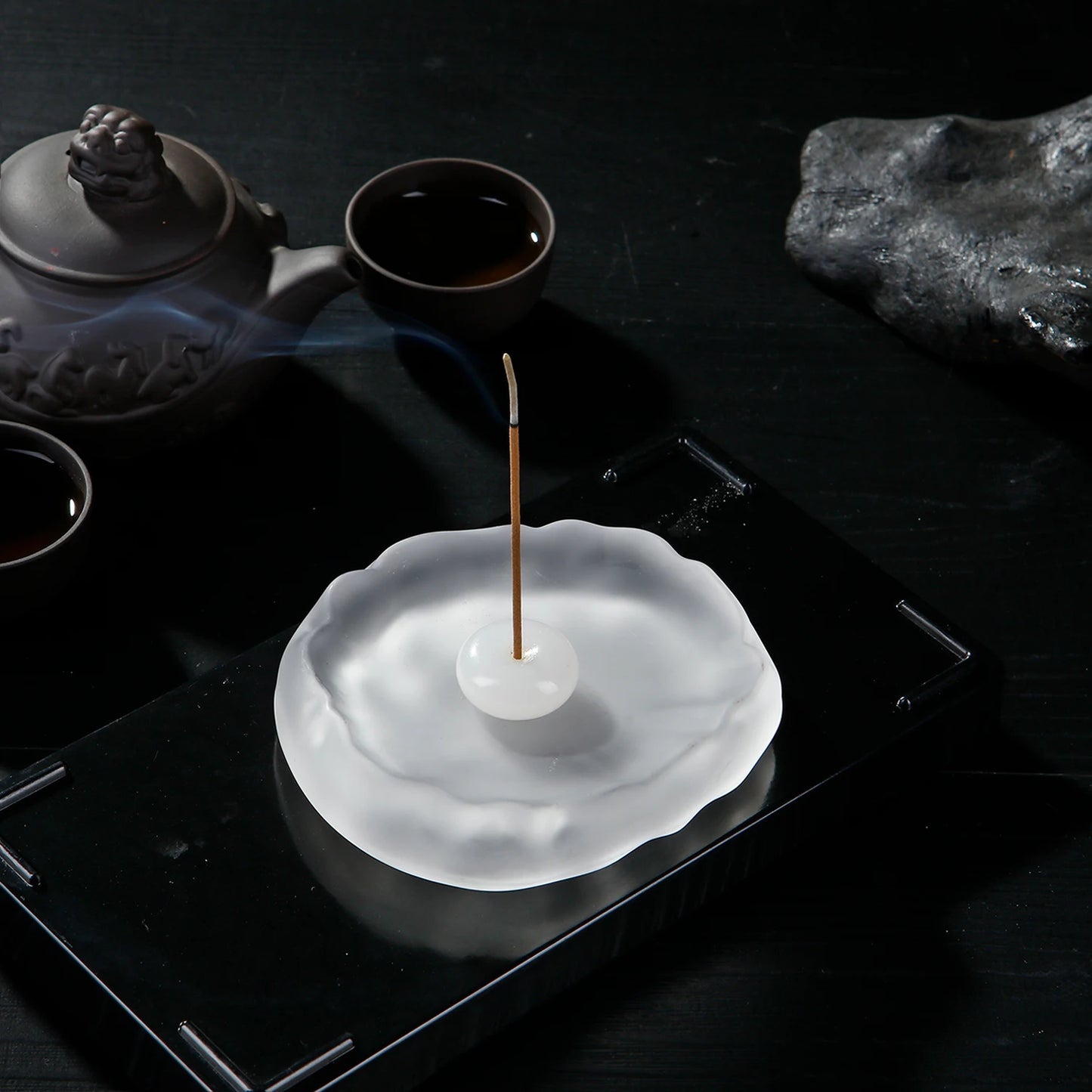 Mini Jade Incense Burner Incense Holder with Glass Incense Plate Ash Catcher Buddhism Supplies Home Decor by Reinvent Yourself