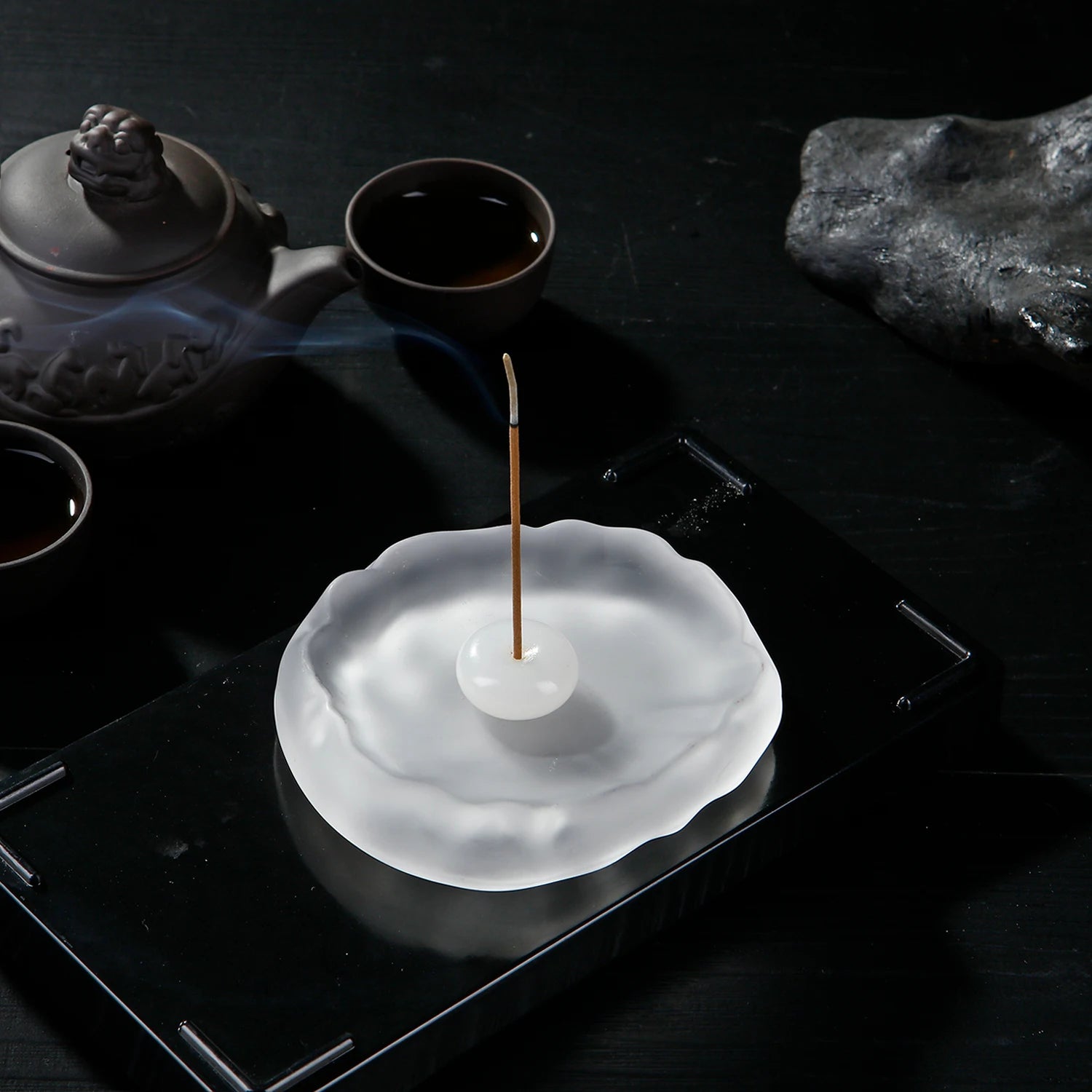 Mini Jade Incense Burner Incense Holder with Glass Incense Plate Ash Catcher Buddhism Supplies Home Decor by Reinvent Yourself