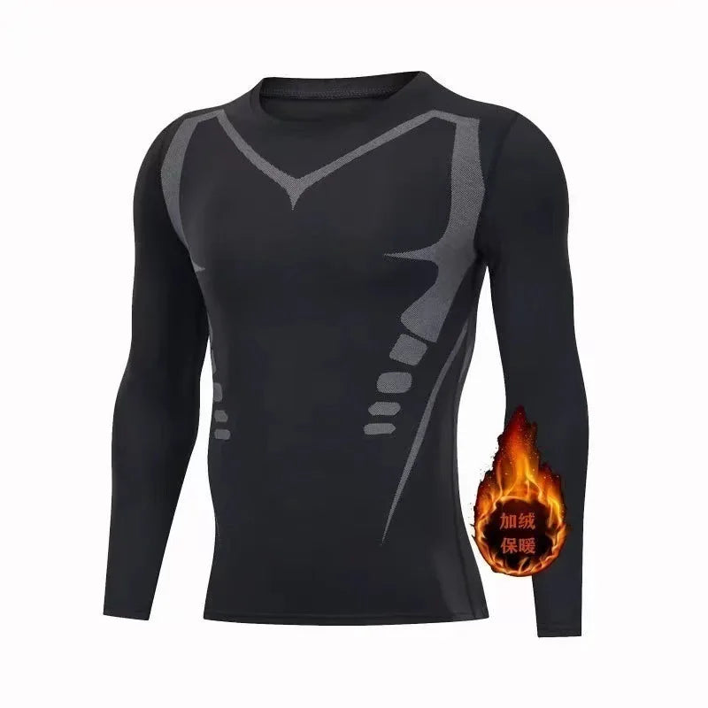 New Winter Warm Men Fleece Thermal Undershirts Long Johns Underwear Set Compression Tights Fitness Sports Tracksuit Set Shirt by Reinvent Yourself