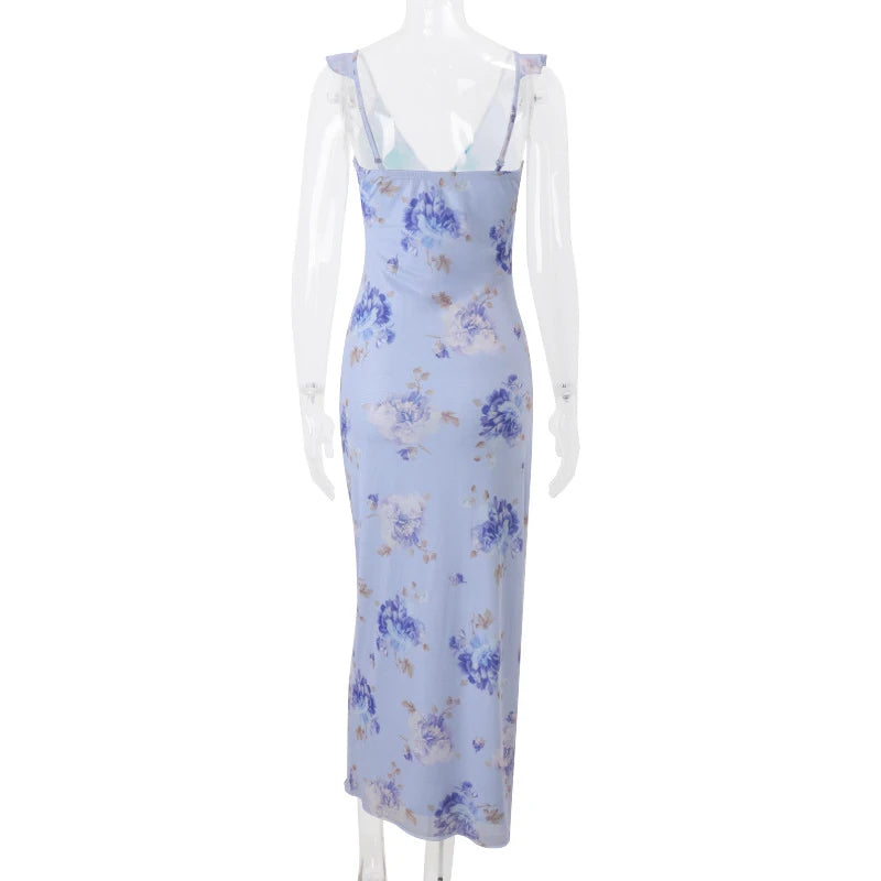 Summer Flower Printed Women's Sexy Low-cut Dress Sleeveless Backless Slim Sling Dresses 2026 Beach Vacation Lady Vestidos by Reinvent Yourself