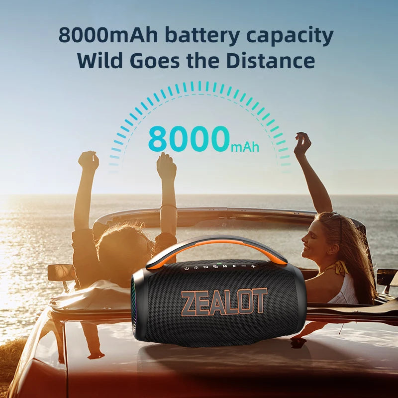 Zealot-P12 Speaker 60W Portable Bluetooth Speaker with IPX6 Waterproof, Comfortable handle,Controllable lighting,TF,USB by Reinvent Yourself