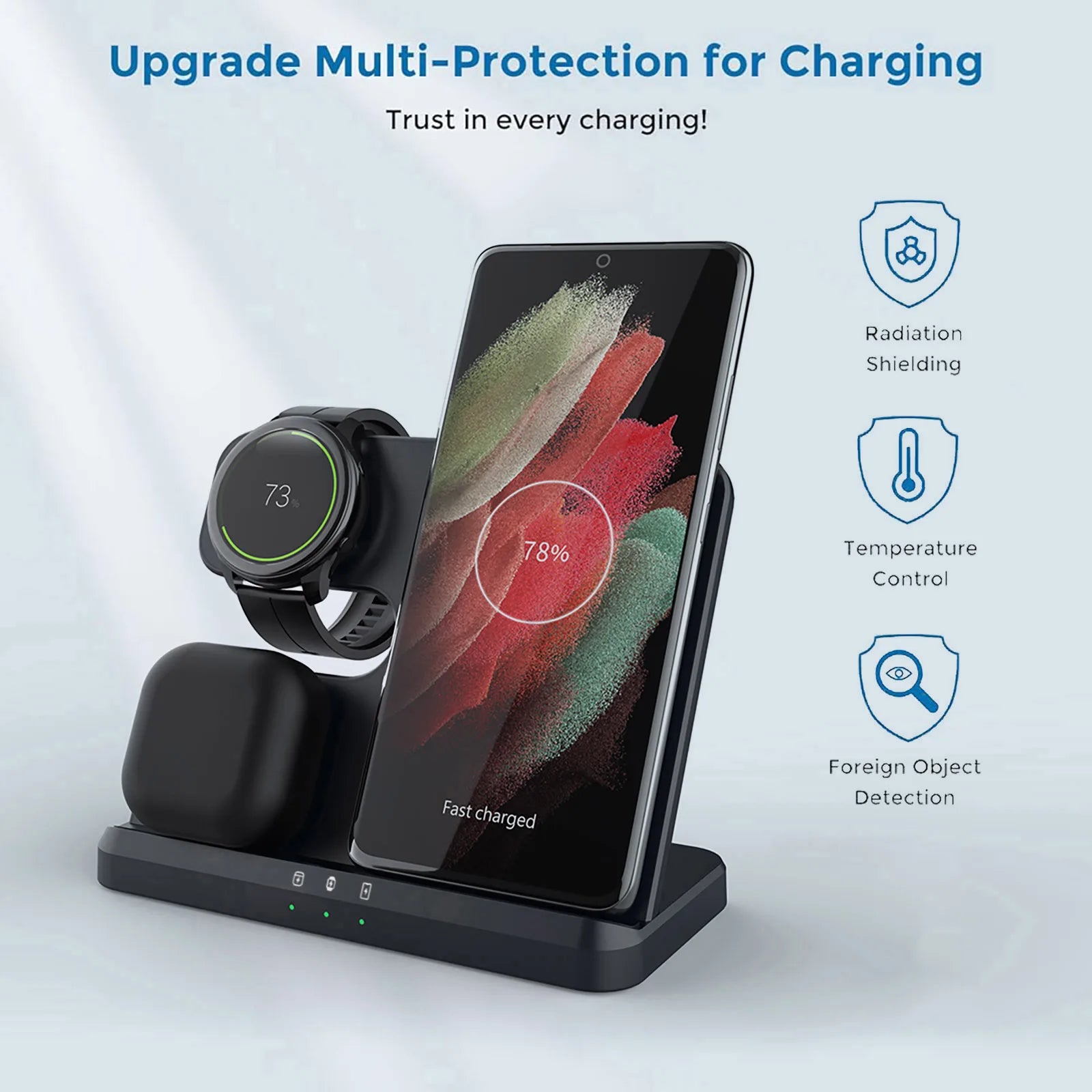 Wireless Charger 3 In 1 Stand Dock For Samsung Galaxy S24 S23 S22 Buds 2/3 Pro Galaxy watch 7 6 Induction Fast Charging Station by Reinvent Yourself