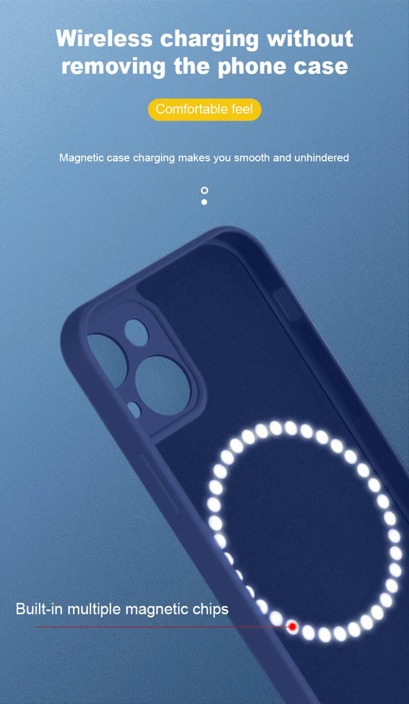 For Magsafe Magnetic Wireless Charge Case For iPhone 14 13 12 11 15 Pro Max Mini XR X S 7 8 Plus Soft Liquid Silicone Back Cover by Reinvent Yourself