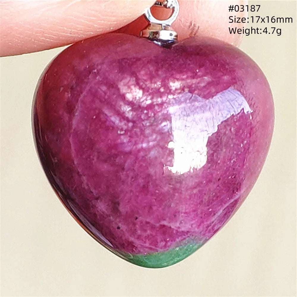 Natural Red Ruby Pendant Jewelry Love Heart Watermelon Ruby Zoisite Necklace Women Men 925 Sterling Silver AAAAA by Reinvent Yourself
