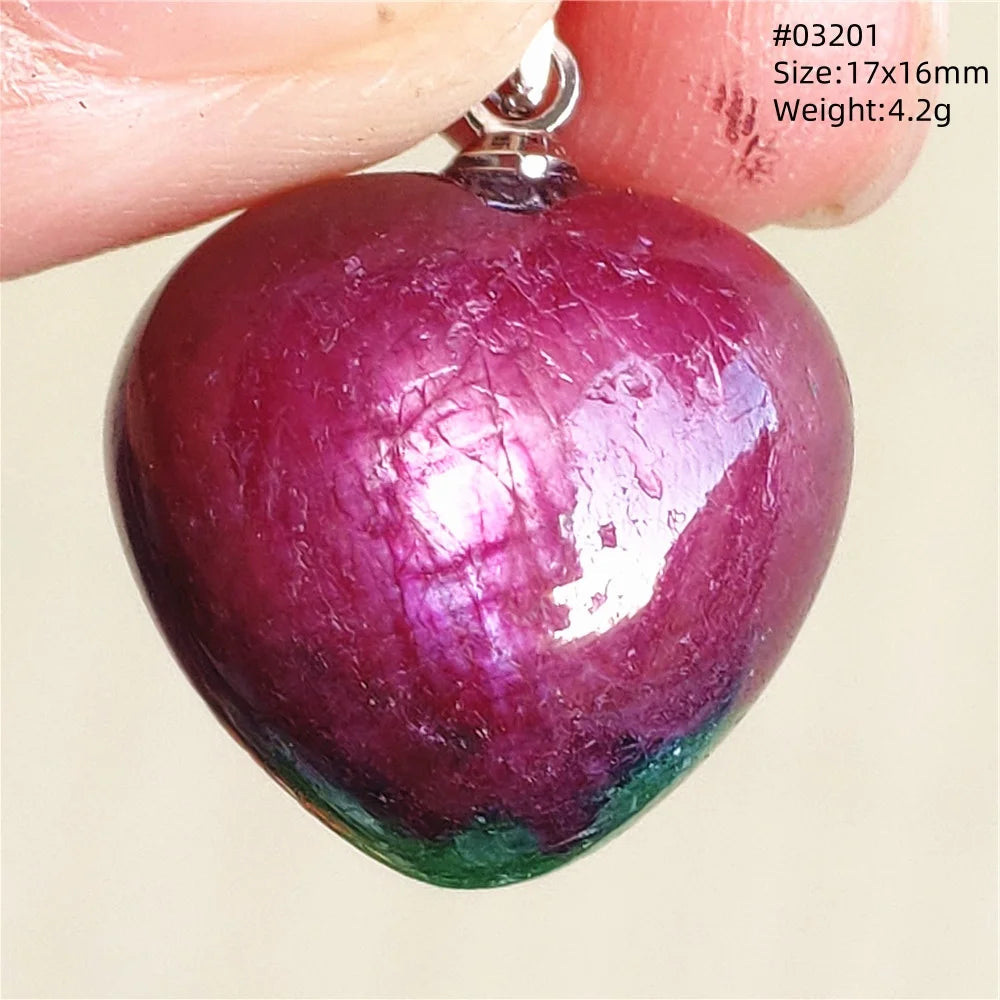 Natural Red Ruby Pendant Jewelry Love Heart Watermelon Ruby Zoisite Necklace Women Men 925 Sterling Silver AAAAA by Reinvent Yourself