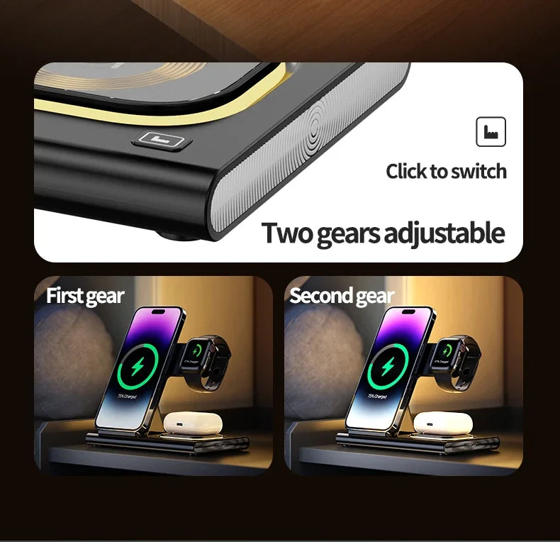 3 in 1 LED Foldable Wireless Charger Stand For Samsung S24 S23 S22 Watch 6 5 4 Active 1 2 Galaxy Buds Pro Fast Charging Station by Reinvent Yourself