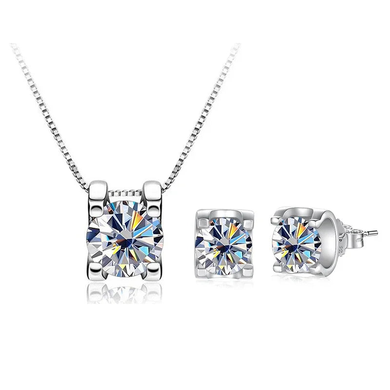 JoyceJelly 3ct D Clolor Real Moissanite Jewelry Sets Women's Sterling Silver 925 Earrings Necklace For Women Bridal Set Gifts by Reinvent Yourself