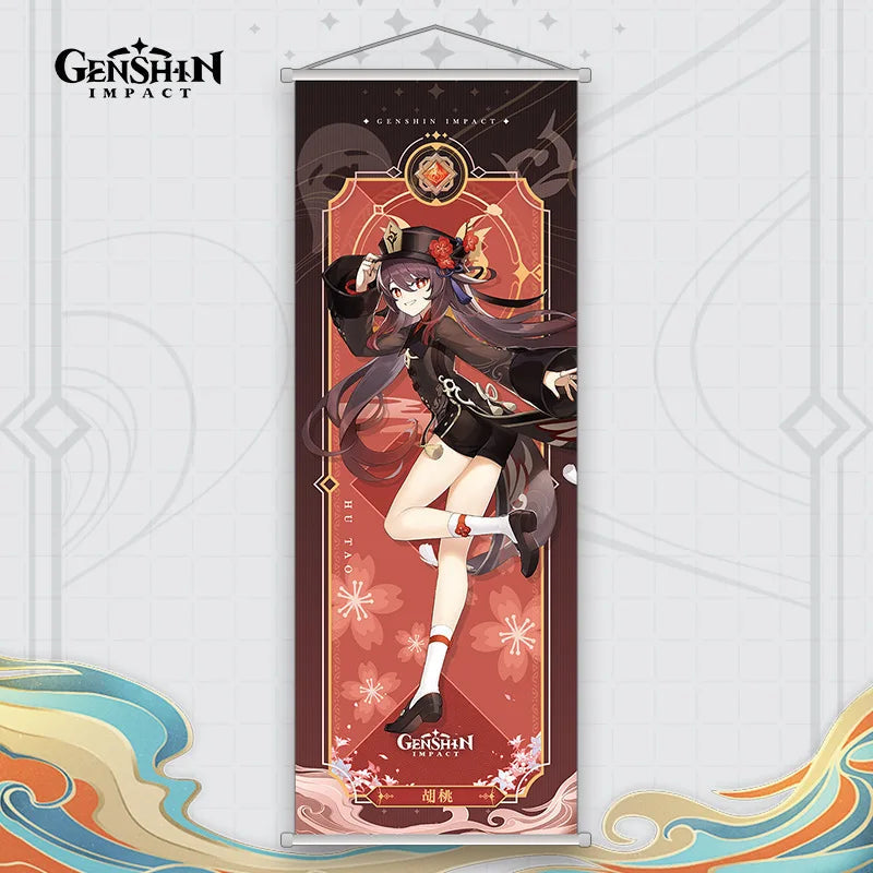 Xiao Yelan Kazuha Hutao Genshin Impact Scroll Canvas Wall Hanging Painting Home Decor Anime Poster Wall Art Room Decoration by Reinvent Yourself
