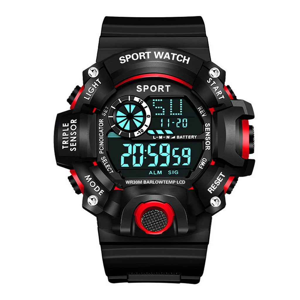 Fashion Men's Watch Sports Electronic Wristwatch Large dial Multifunctional Waterproof Luminous Alarm Kids Male's Military Watch by Reinvent Yourself