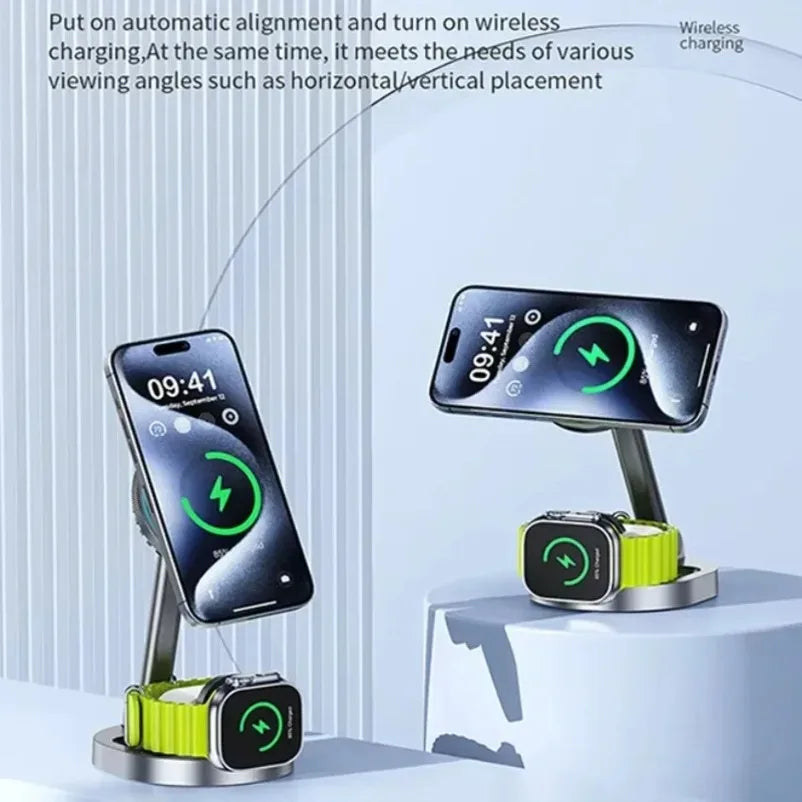 3 in 1 Foldable Fast Charging Station Ice Cooling Magnetic Wireless Charger Stand For Phone 16 15 14 13 12 IWatch 9 8 7 AirPods by Reinvent Yourself