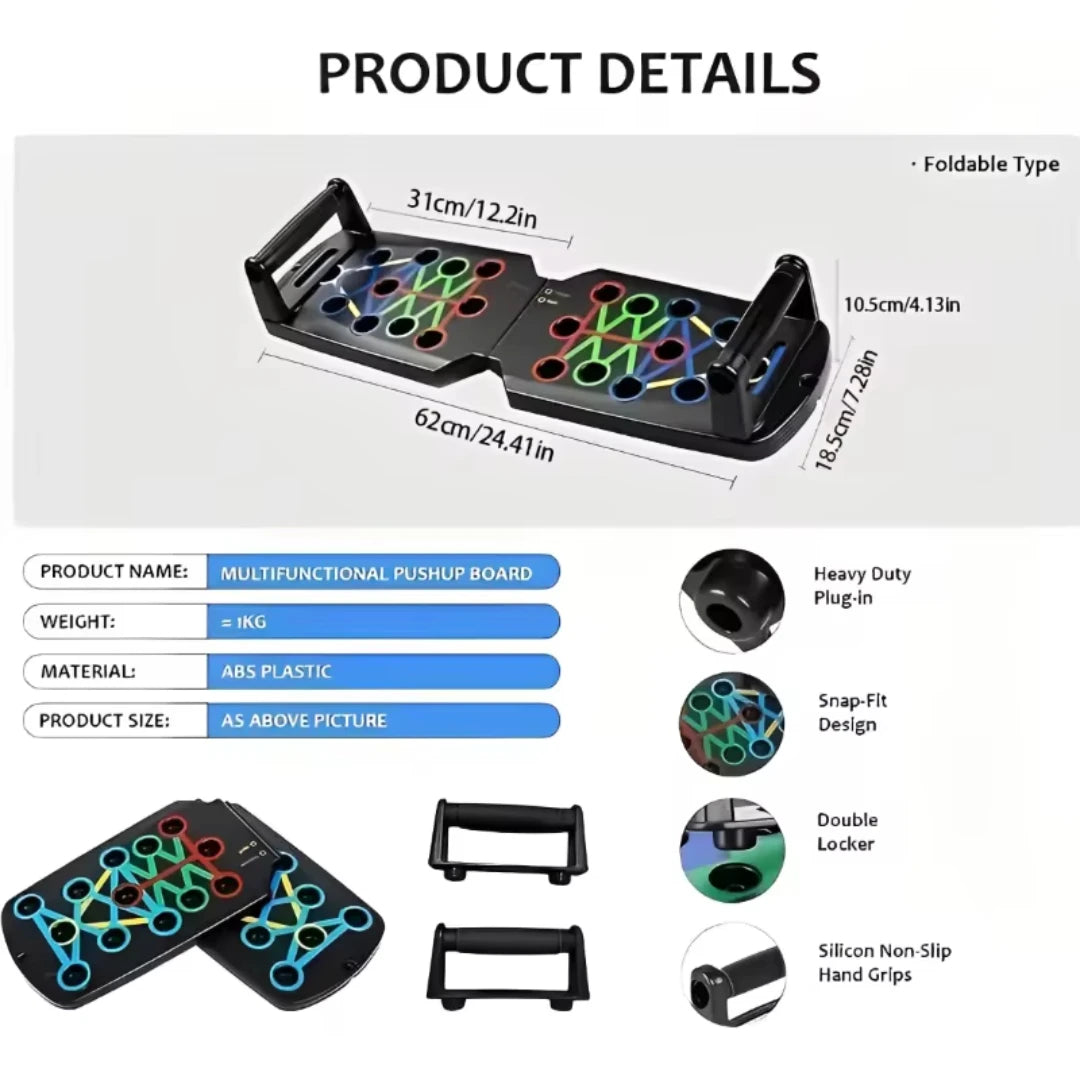 Portable Multifunctional Push-up Board Set With Handles Foldable Fitness Equipment For Chest Abdomen Arms And Back Training by Reinvent Yourself