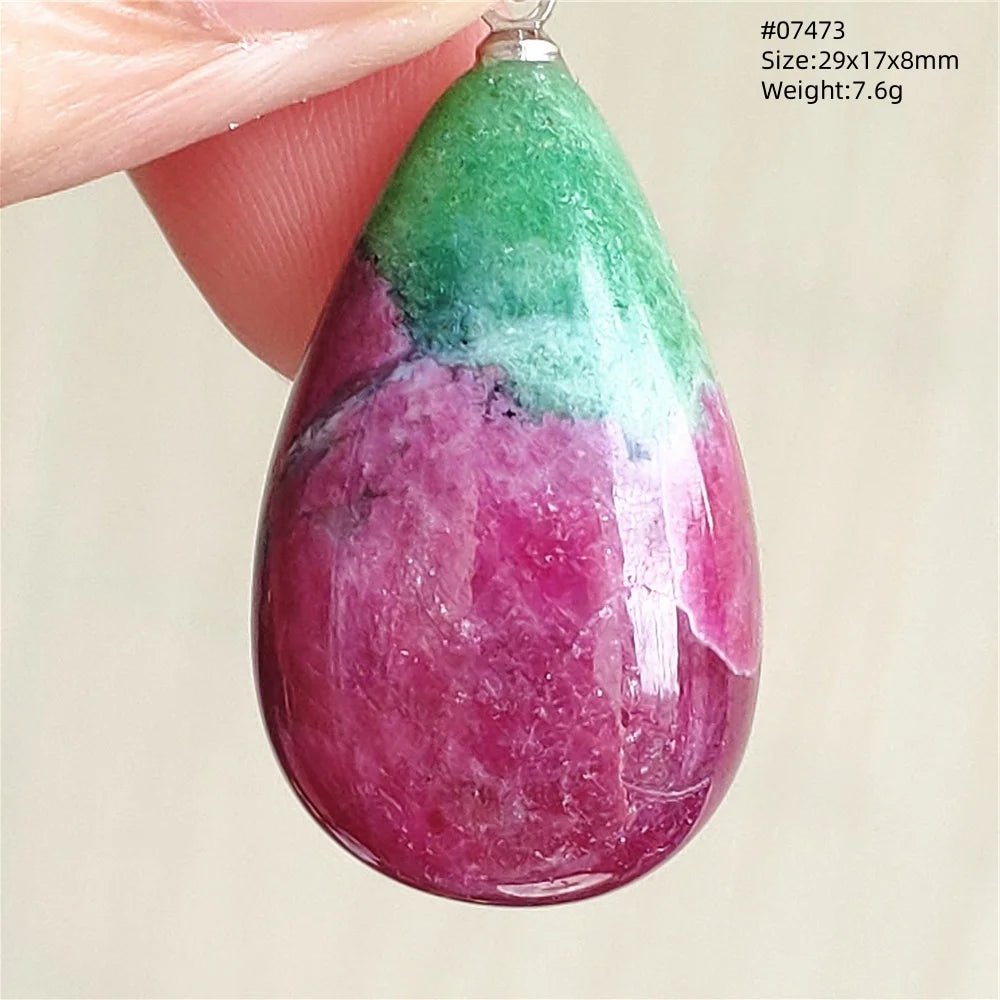 Natural Red Ruby Pendant Jewelry Love Heart Watermelon Ruby Zoisite Necklace Women Men 925 Sterling Silver AAAAA by Reinvent Yourself