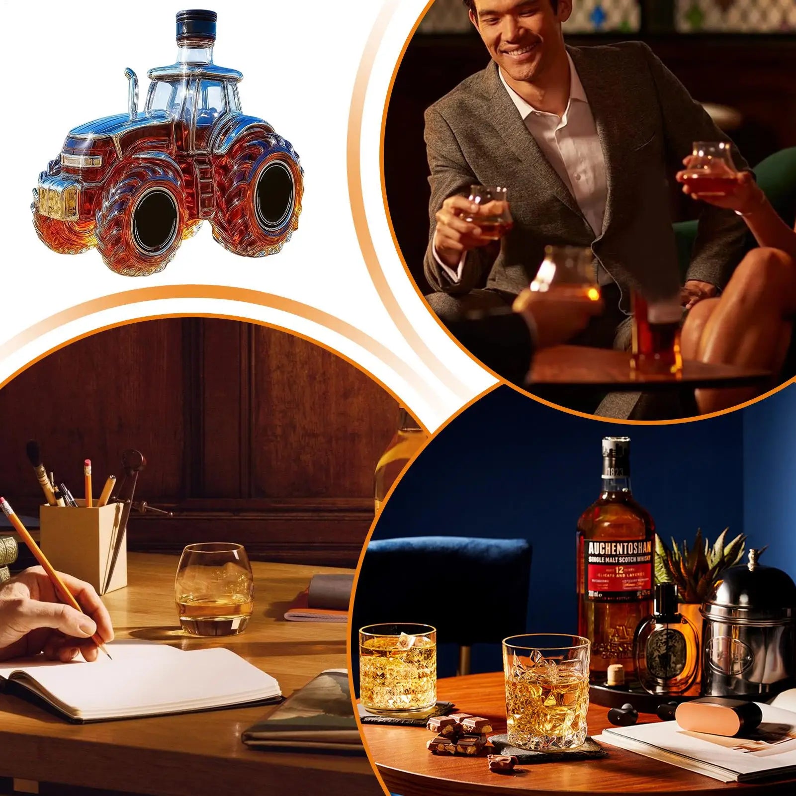 300ml/350ML Whiskey Glass Bottles Tractor shape Alcohol Decanters Home Decor Empty Car Whiskey Decanter Tequila Bottle For Offic by Reinvent Yourself