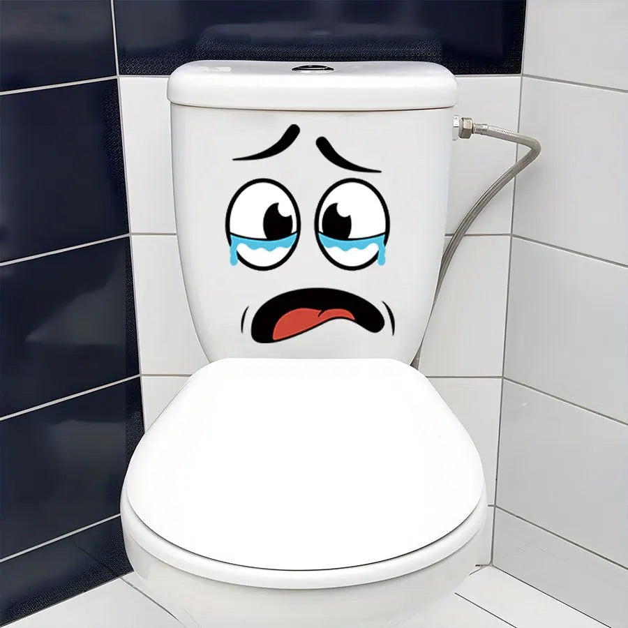 4 sheets/Set Cartoon Face Stickers,Self-Adhesive, Plastic Surface Compatible,Home Decoration Suitable for Trash Can, oilet Decor by Reinvent Yourself