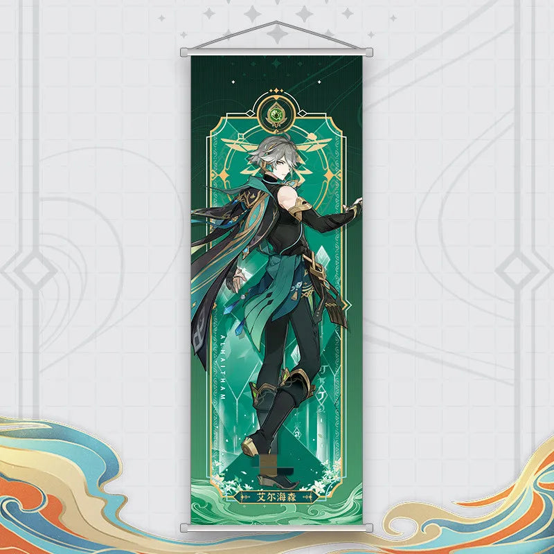 Xiao Yelan Kazuha Hutao Genshin Impact Scroll Canvas Wall Hanging Painting Home Decor Anime Poster Wall Art Room Decoration by Reinvent Yourself