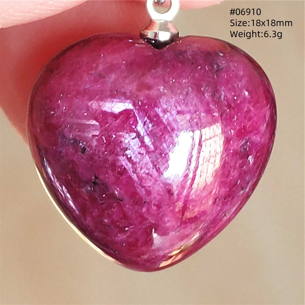 Natural Red Ruby Pendant Jewelry Love Heart Watermelon Ruby Zoisite Necklace Women Men 925 Sterling Silver AAAAA by Reinvent Yourself
