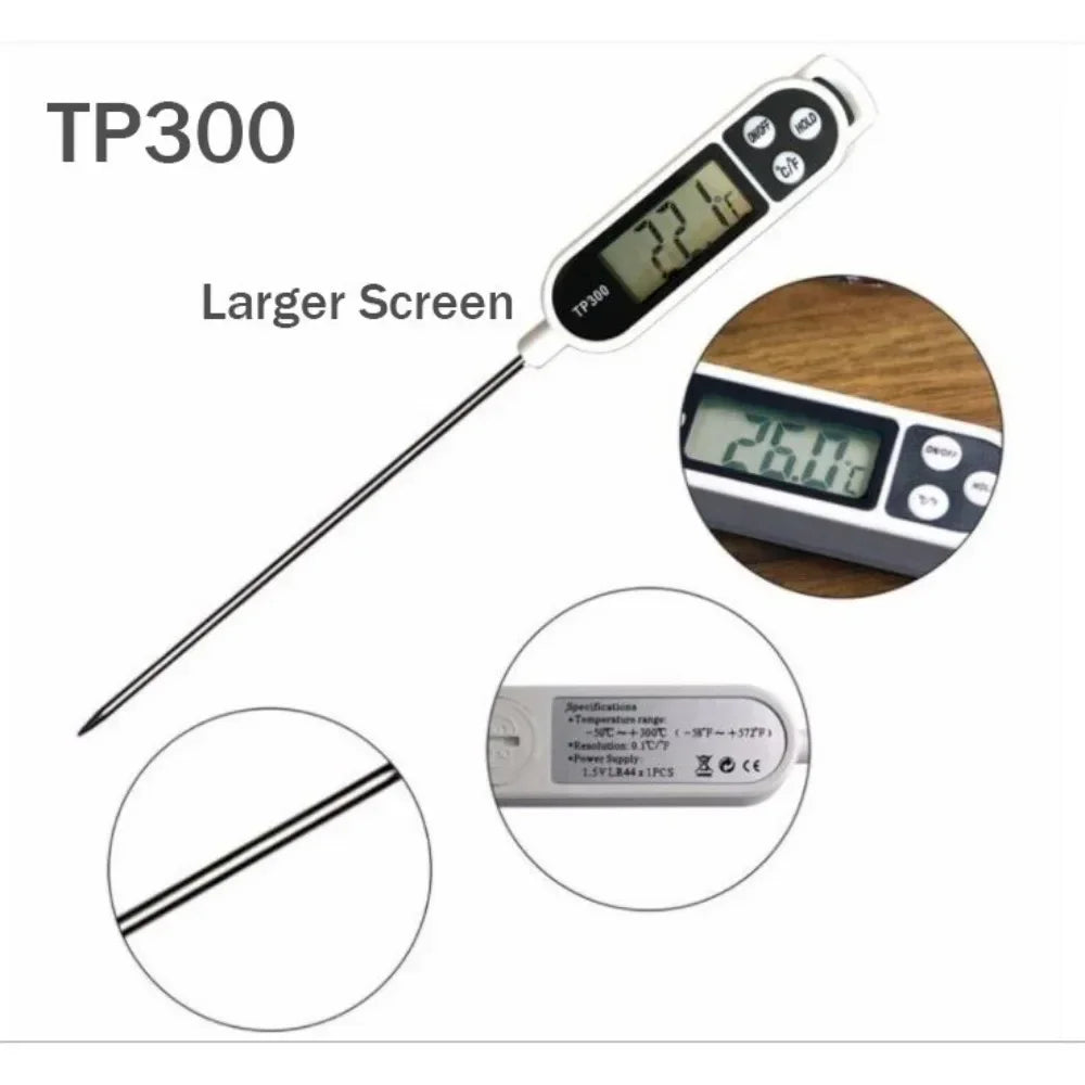 Food Thermometer TP300 Digital Kitchen Water Oil Thermometer for Meat Cooking Food Probe BBQ Electronic Oven Kitchen Tools by Reinvent Yourself