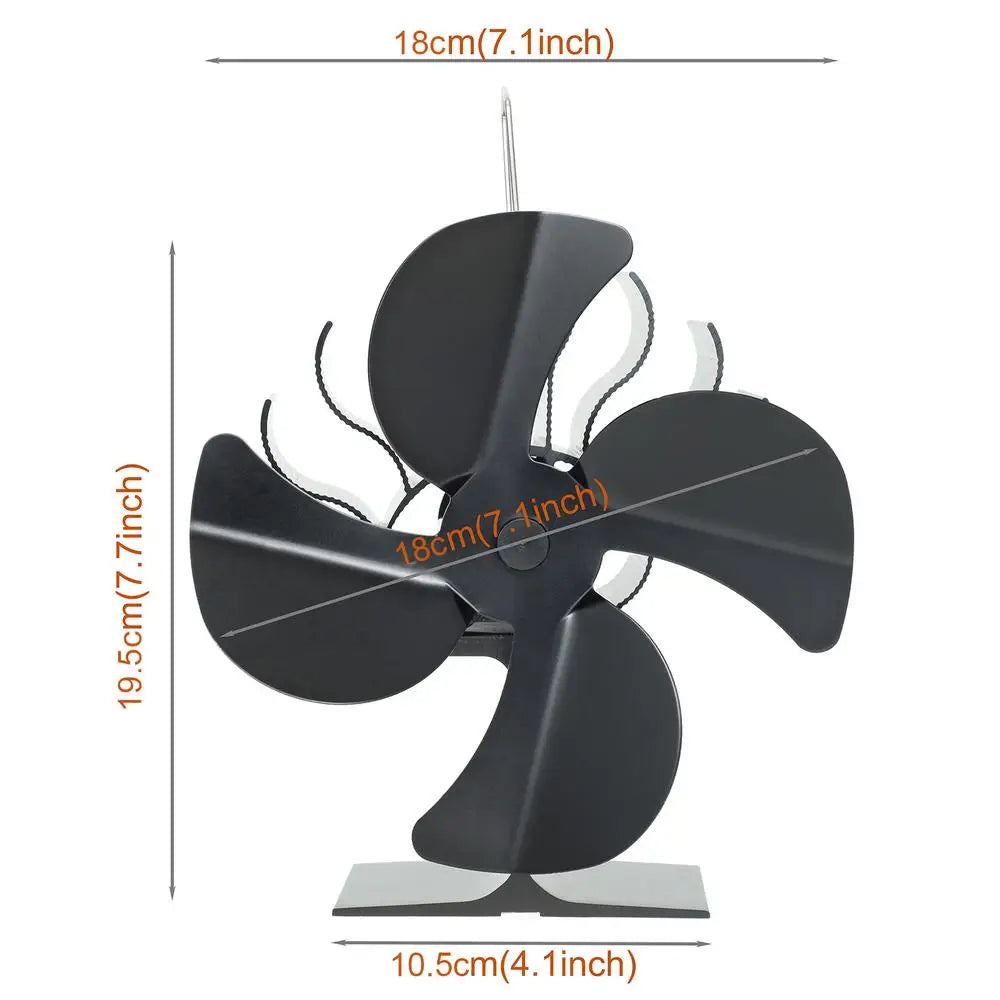 4/5/6 Blades Heat Powered Stove Fan Log Wood Burner Eco-fan Quiet Fireplace Fan Winter Warm Home Heater Efficient Heat Distribu by Reinvent Yourself