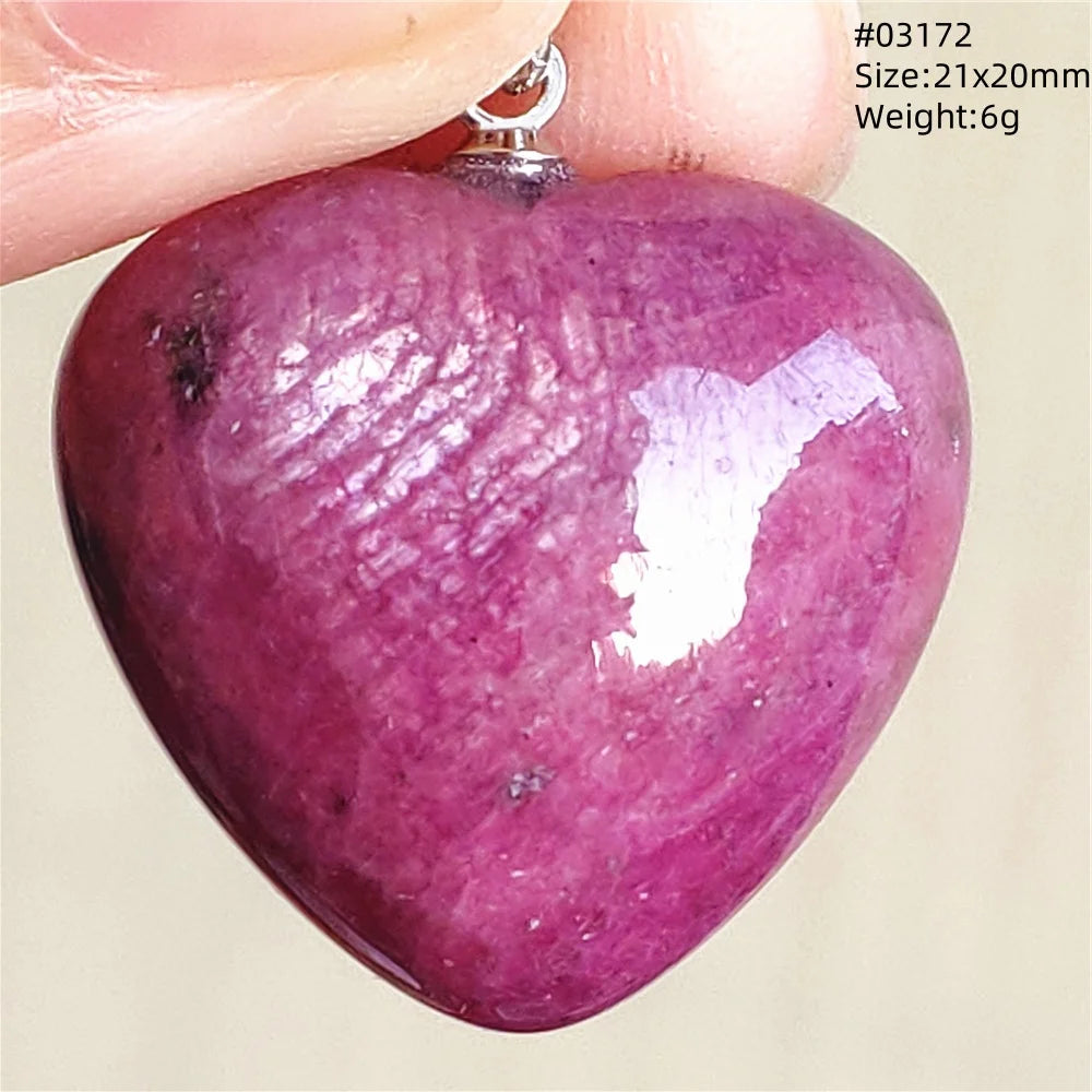 Natural Red Ruby Pendant Jewelry Love Heart Watermelon Ruby Zoisite Necklace Women Men 925 Sterling Silver AAAAA by Reinvent Yourself
