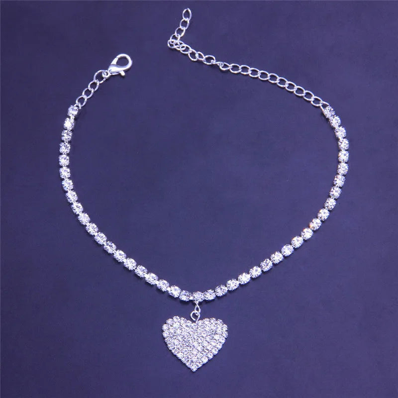 Huitan Rhinestone Chain Women's Anklets Silver Color/Gold Color Luxury Bracelet on Leg Accessories Wedding Party Fashion Jewelry by Reinvent Yourself