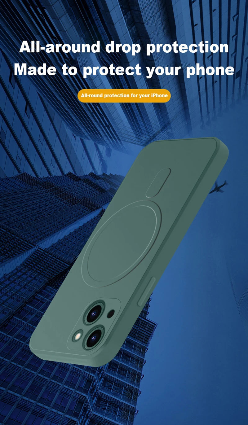 For Magsafe Magnetic Wireless Charge Case For iPhone 14 13 12 11 15 Pro Max Mini XR X S 7 8 Plus Soft Liquid Silicone Back Cover by Reinvent Yourself