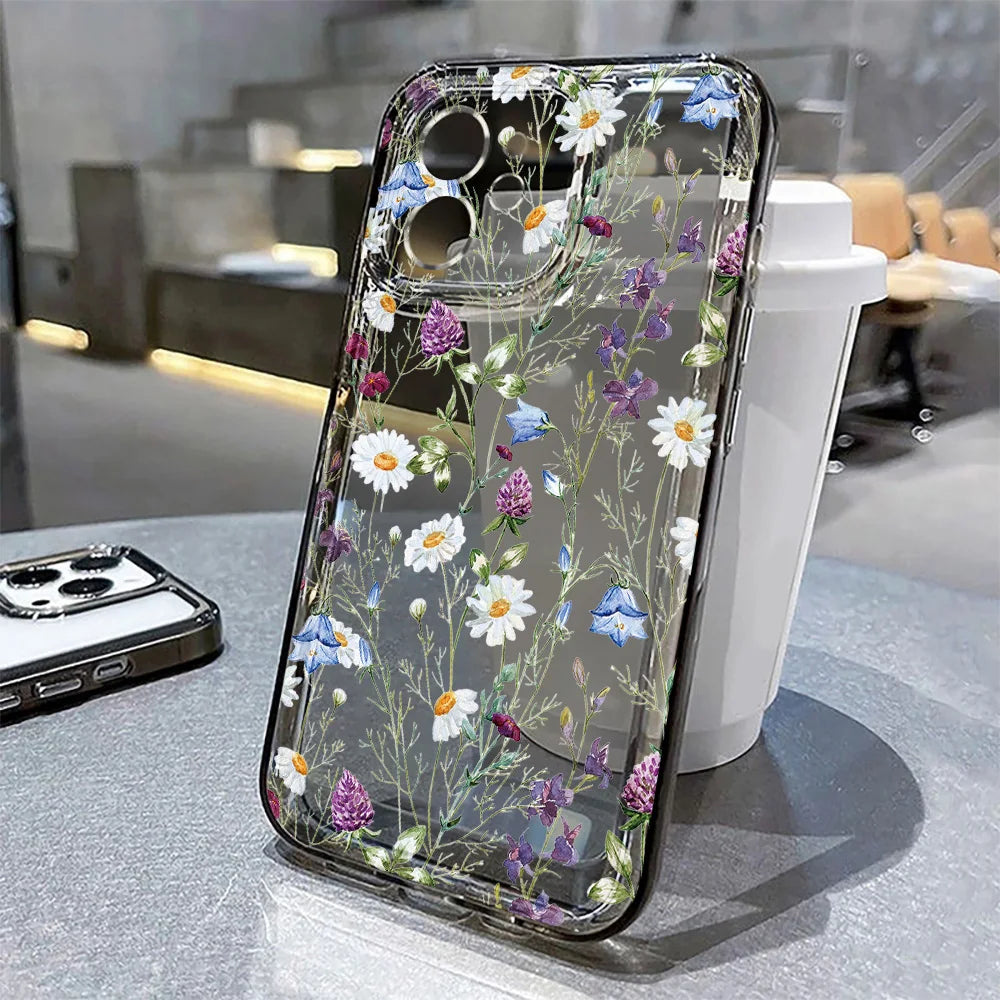 Flower Phone Case For iPhone 16 13 15 11 12 14 17 Pro Max Air 16E XS XR 7 8 SE Shockproof Transparent Cover Silicone Soft Fundas by Reinvent Yourself