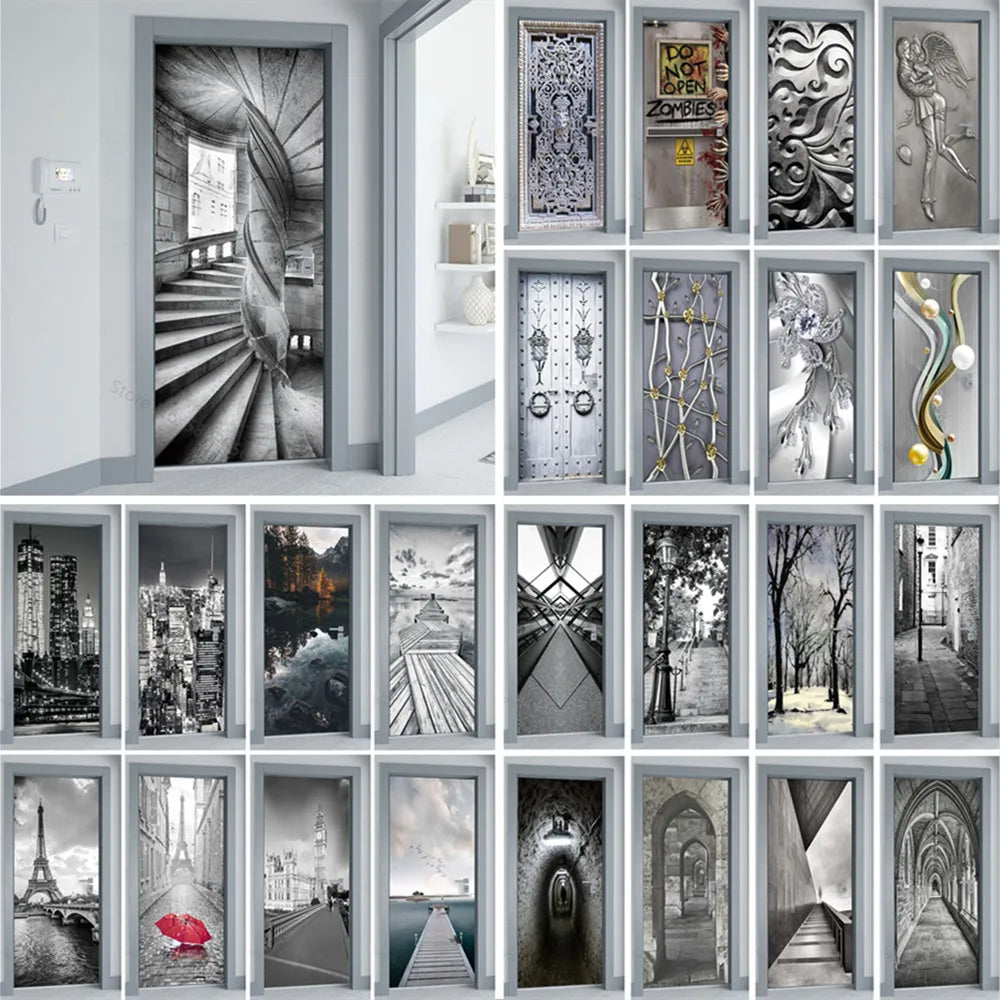 Scenery Door Stickers Wallpaper For Self-adhesive 3d Entrance Bathroom Sticker Room Decor Wall Photo Posters Vinyl On The Closet by Reinvent Yourself