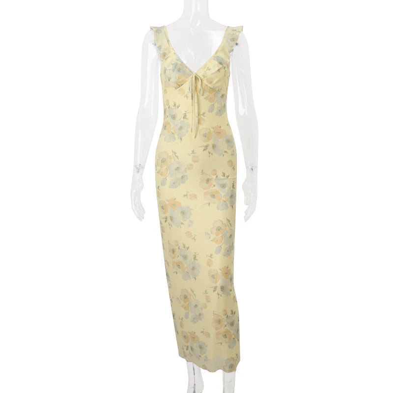 Summer Flower Printed Women's Sexy Low-cut Dress Sleeveless Backless Slim Sling Dresses 2026 Beach Vacation Lady Vestidos by Reinvent Yourself