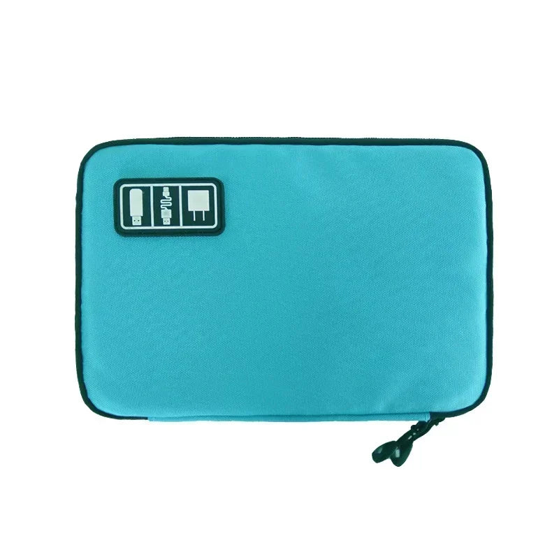 1pc Black Green Storage Bag Electronic Accessory Organizer Portable Usb Data Cable Charger Plug Travel Waterproof Organizer