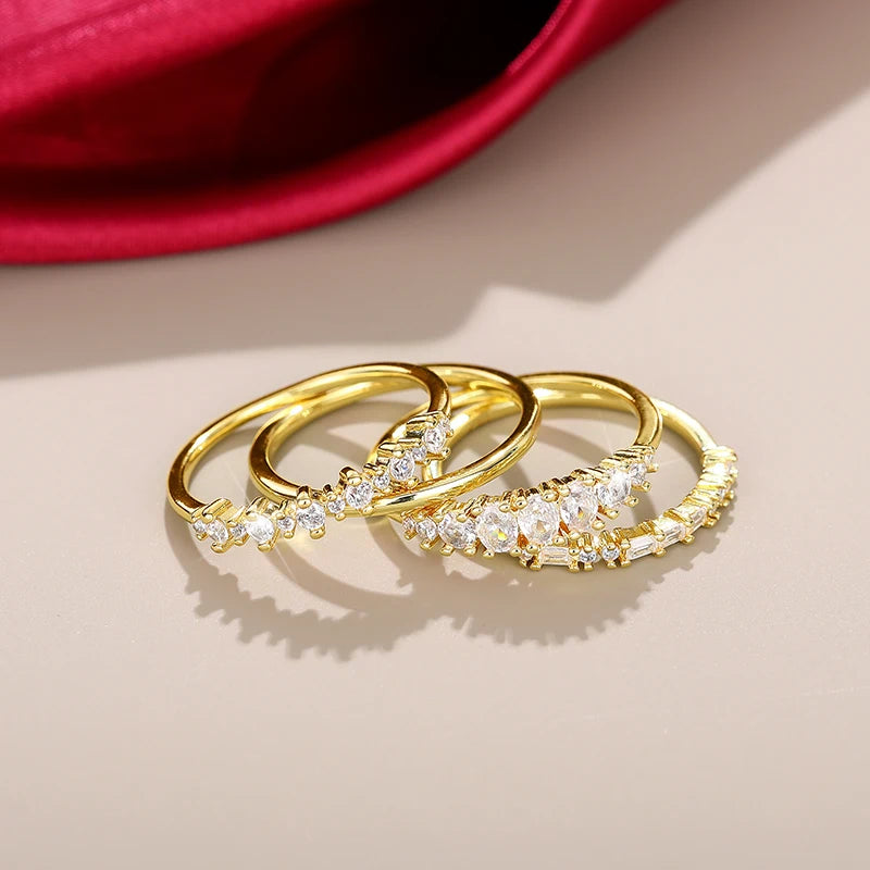 Huitan Hot Trendy Women Set Rings for Wedding 4Pcs Rings Female Fashion Accessories Luxury Cubic Zirconia Statement Jewelry Sets by Reinvent Yourself