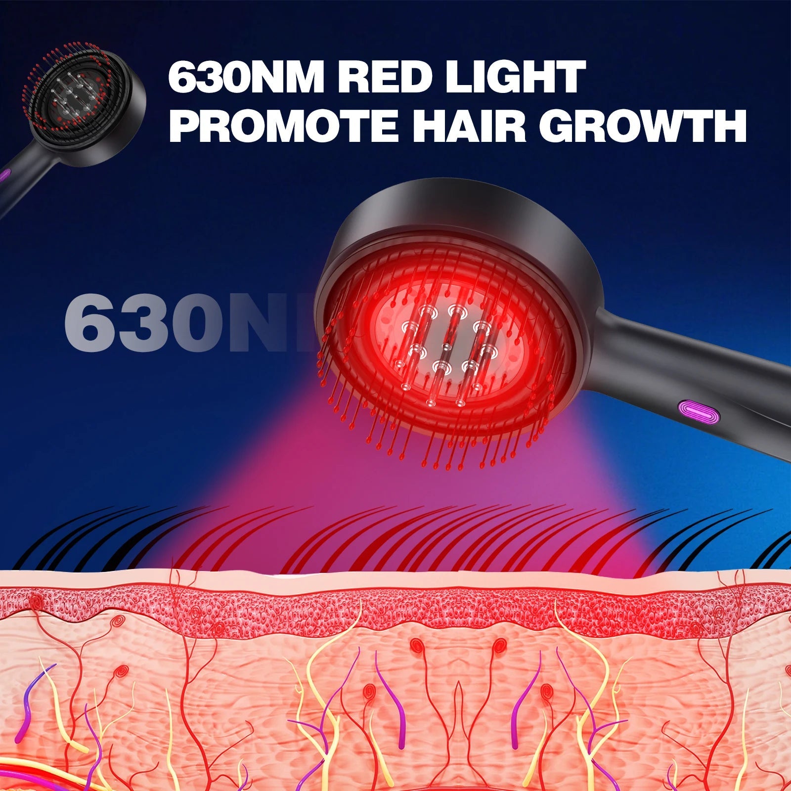 Electric Vibration Massage Comb Red Light Hair Follicle Comb Scalp Oil Liquid Applicator Head Massager Hair Growth Anti Loss by Reinvent Yourself