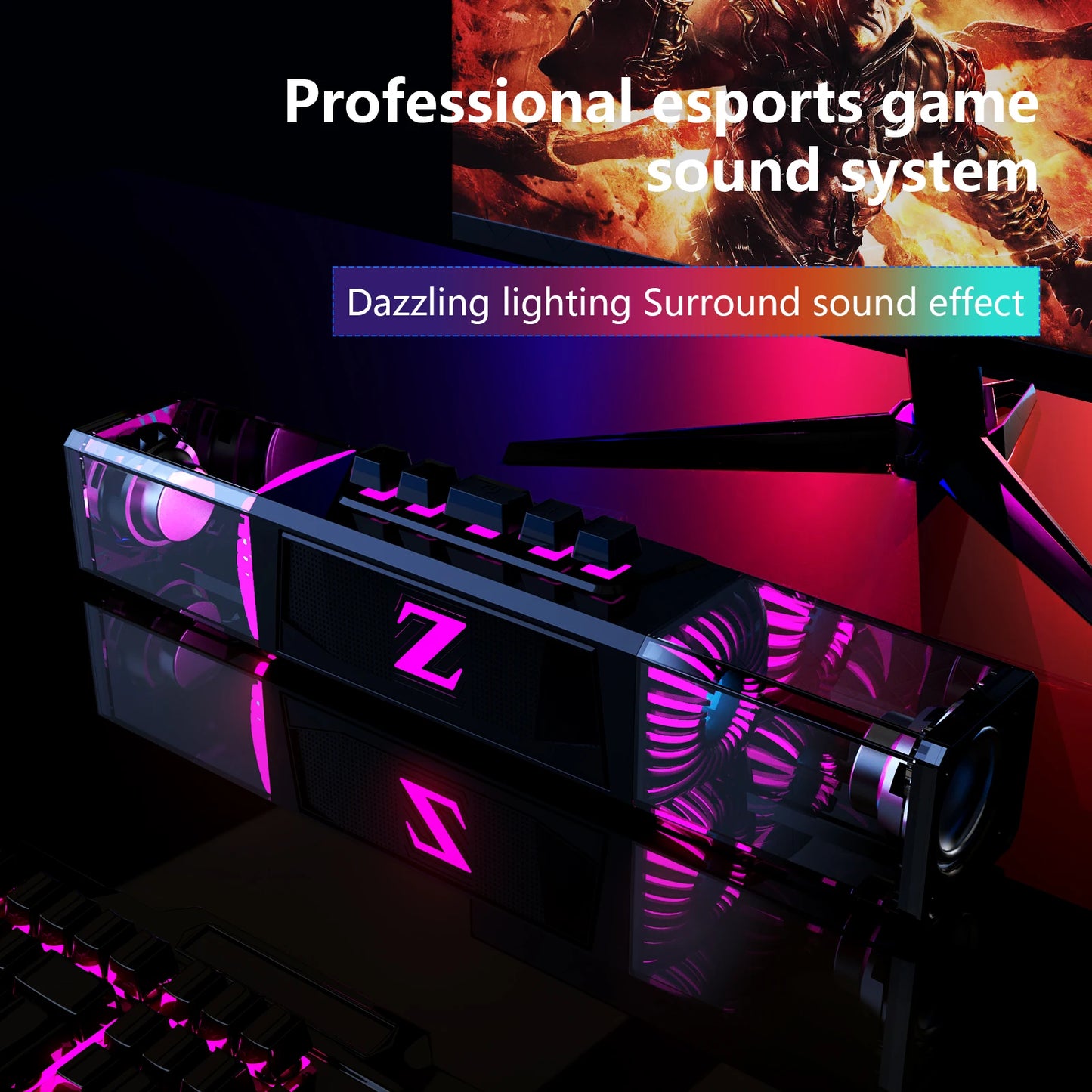 Computer speakers for desktop/laptop with Bluetooth/wired connectivity and dual-mode for gaming/music, featuring microphone. by Reinvent Yourself