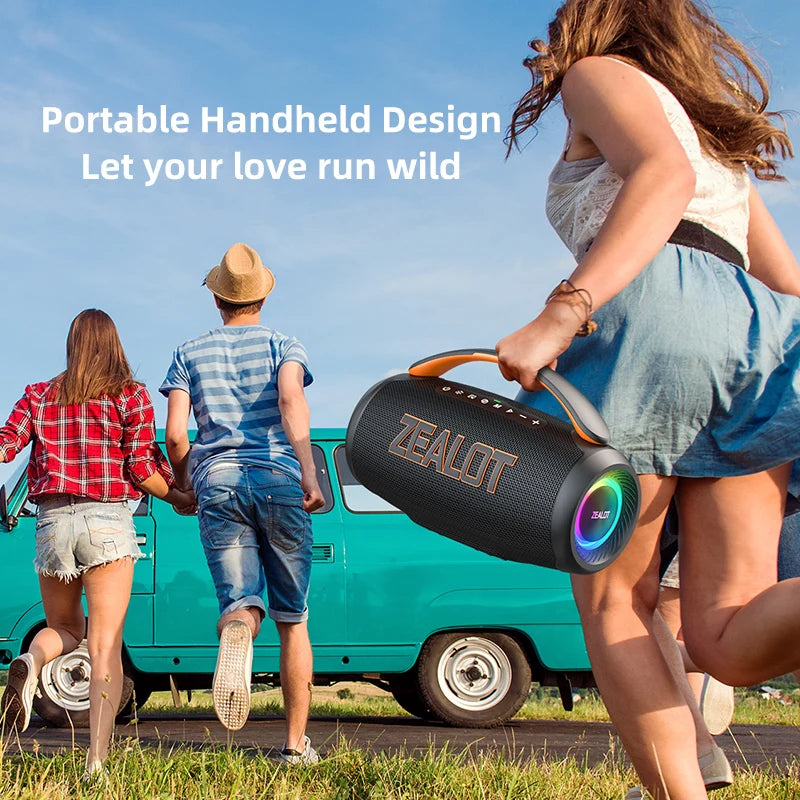 Zealot-P12 Speaker 60W Portable Bluetooth Speaker with IPX6 Waterproof, Comfortable handle,Controllable lighting,TF,USB by Reinvent Yourself
