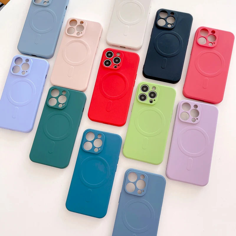 For Magsafe Magnetic Wireless Charge Case For iPhone 14 13 12 11 15 Pro Max Mini XR X S 7 8 Plus Soft Liquid Silicone Back Cover by Reinvent Yourself