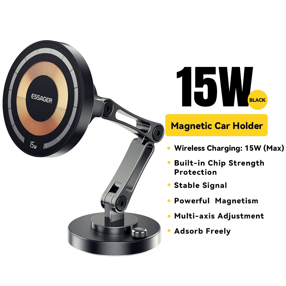 Essager Magnetic Wireless Charger Car Phone Holder 15W Fast Charging Easy Paste Mount Stand For Magsafe iPhone 15 14 13 Pro Max by Reinvent Yourself