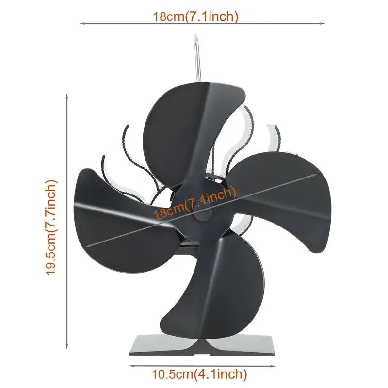 4/5/6 Blades Heat Powered Stove Fan Log Wood Burner Eco-fan Quiet Fireplace Fan Winter Warm Home Heater Efficient Heat Distribu by Reinvent Yourself