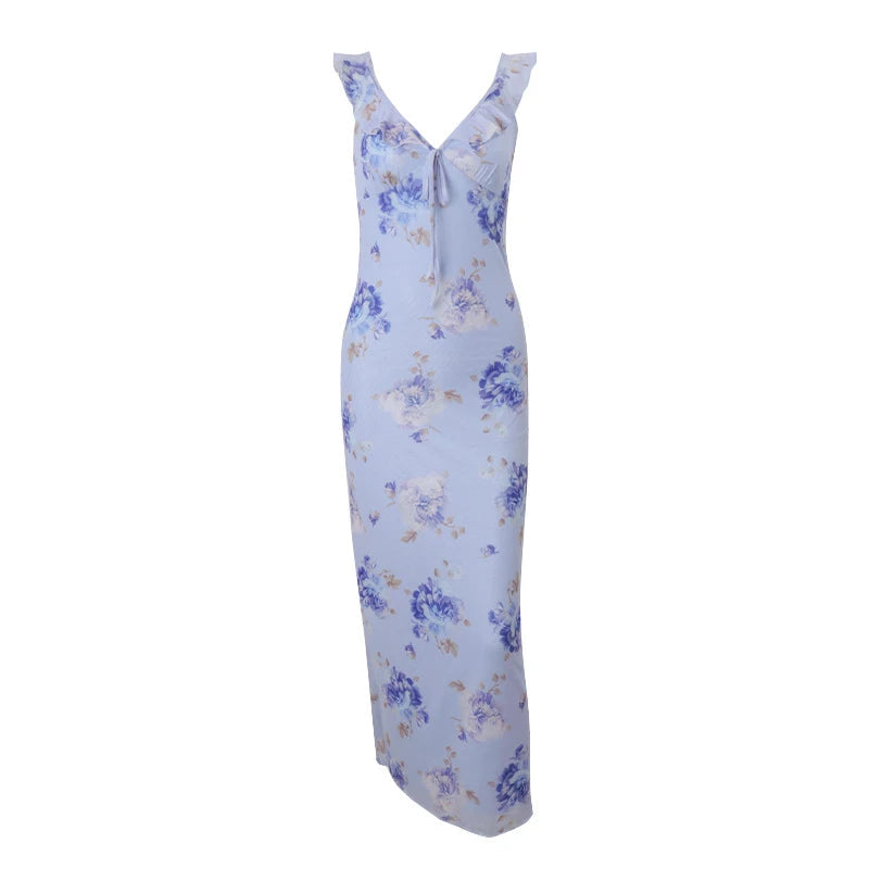 Summer Flower Printed Women's Sexy Low-cut Dress Sleeveless Backless Slim Sling Dresses 2026 Beach Vacation Lady Vestidos by Reinvent Yourself