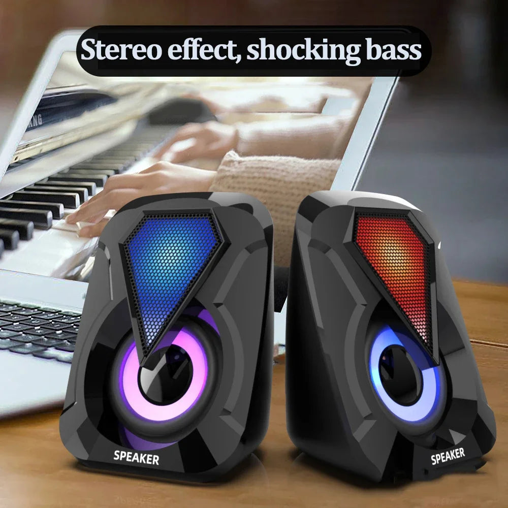 Computer Speakers For PC Desktop Smartphone Laptop with Subwoofer LED Colorful Lighting Home Theater System USB Wired SoundBox by Reinvent Yourself
